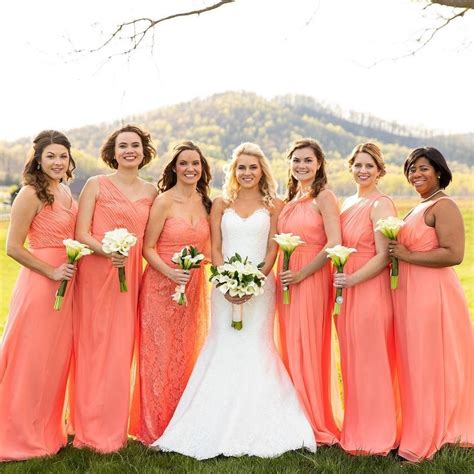 Coral Bridesmaid Dresses | Beach bridesmaid dresses, Coral bridesmaid dresses, Spring bridesmaid ...