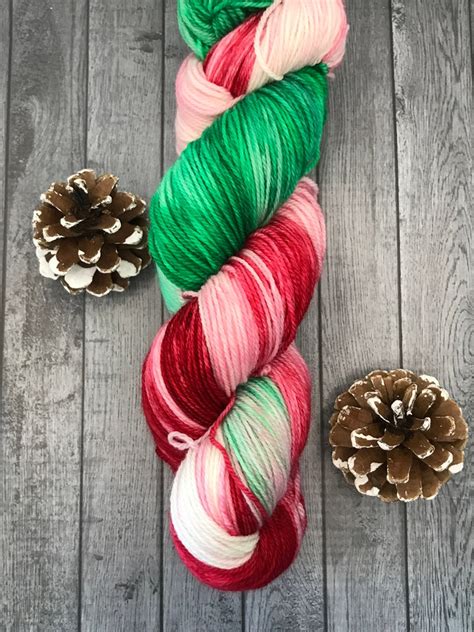 Hand Dyed Yarn Christmas Yarn Variegated Yarn Candy Cane Etsy