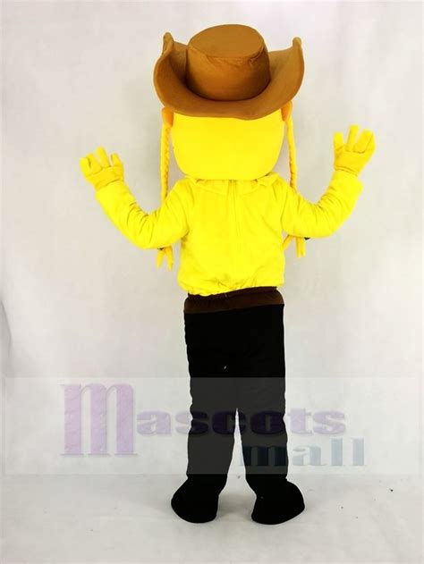 Cowgirl With Yellow Coat Mascot Costume People