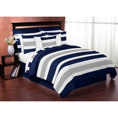 Find great deals on ebay for queen blue and gray comforter sets. Shop Sweet Jojo Designs Navy Blue and Gray Stripe 3-piece ...