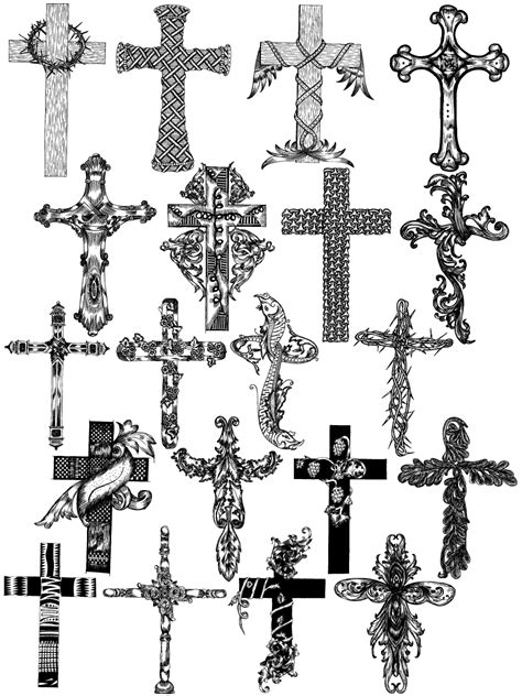 hand drawn cross vector and photoshop brush pack 01