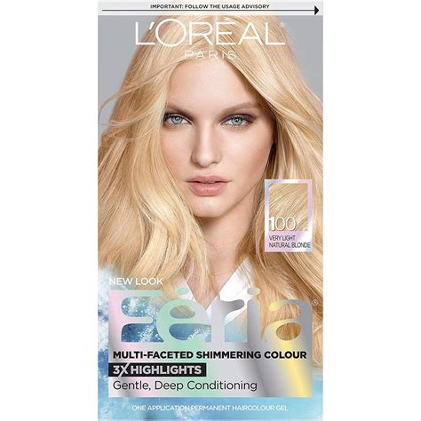 L Oreal Paris Feria Multi Faceted Shimmering Permanent Hair Color 100 Pure Diamond Very Light