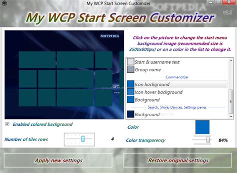 My Wcp Start Screen Customizer