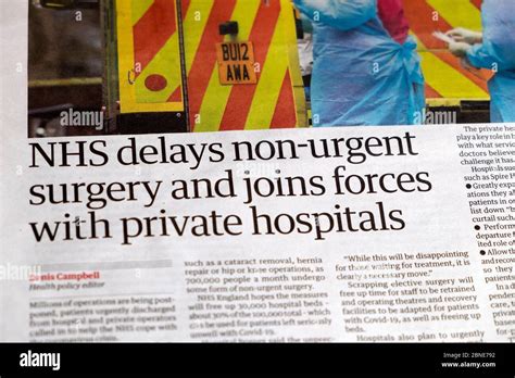 Nhs Delays Non Urgent Surgery And Joins Forces With Private Hospitals Guardian Newspaper