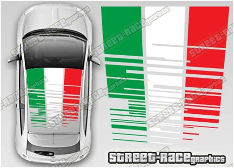 Fiat 500 Ott044 Roof Italian Flag Stickers