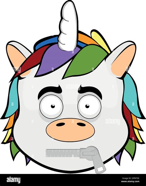 Vector Illustration Of A Silenced Unicorn Cartoon With A Zipper In Its