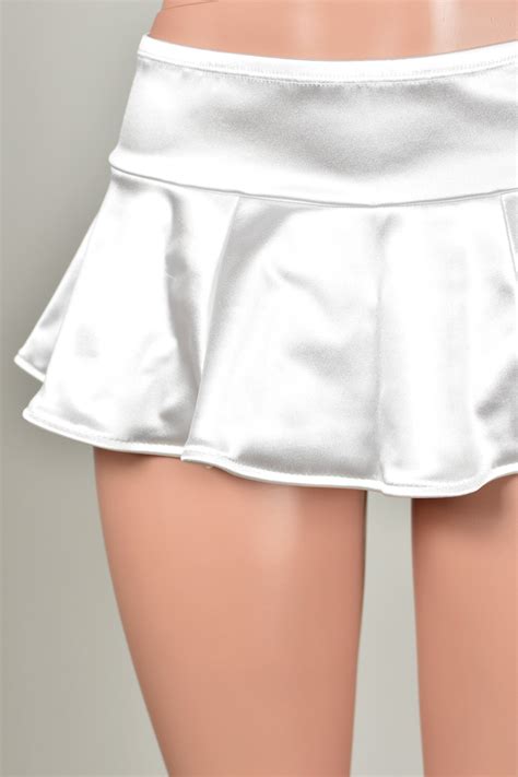 White Stretch Satin Micro Mini Skirt Spandex Plus Size Lingerie Deranged Designs