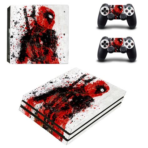 Deadpool Design Vinyl Skin Sticker For Sony Ps4 Pro Console And 2