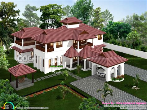 5 Bedroom Luxury Traditional Kerala House Architecture Kerala Home