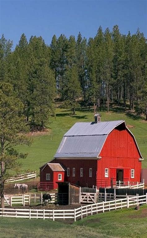 45 Beautiful Rustic And Classic Red Barn Inspirations Red Barns Country Barns Barn