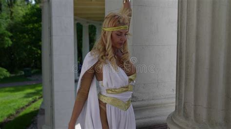 Greek Goddess Is Dancing Erotically Near Columns Of Palace Stock Video Video Of Nature