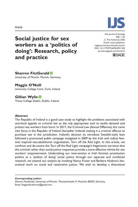 pdf social justice for sex workers as a ‘politics of doing research policy and practice