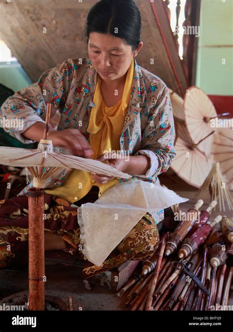 Myanmar Burma Pindaya Umbrella Making Workshop Handicraft Shan