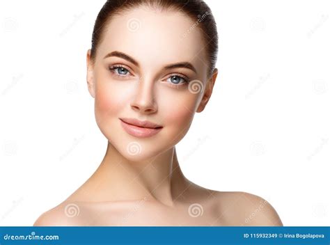 Beautiful Woman Face With Make Up And Beauty Healthy Skin And Ha Stock