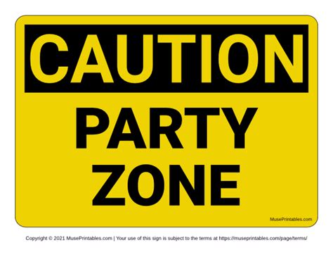 Printable Party Zone Caution Sign Artofit