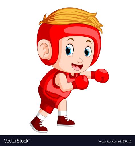 Profesional Atletes Boy Plays Boxing Royalty Free Vector