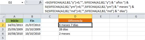 Como Calcular Los Meses Y Dias Entre Dos Fechas En Excel Printable