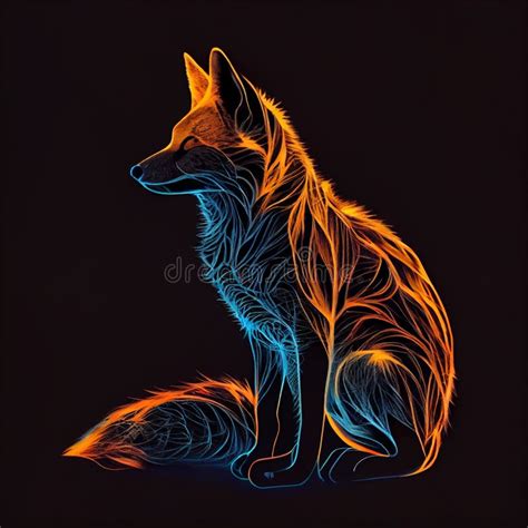 Radiant Neon Fox Portrait A Minimalist Masterpiece Made With