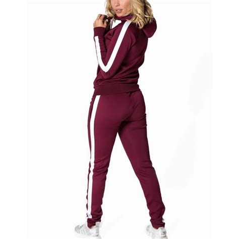 wholesale high quality side stripe custom sports tracksuit for ladies buy sports tracksuit gym