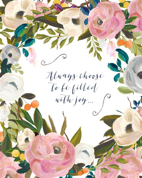 Always Choose Happiness Print Blooms And Linen Floral Inspirational