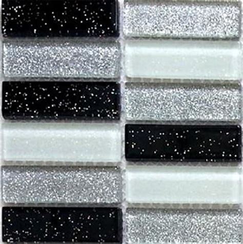 10x10cm Sample Mosaic Tiles Sheet Black Silver White Glitter Glass