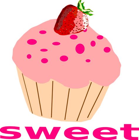 Strawberry Cupcake With Pink Frosting Clip Art At Clker