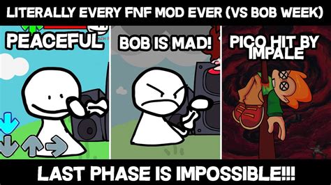 Friday Night Funkin Vs Bob Literally Every Fnf Mod Ever Withered