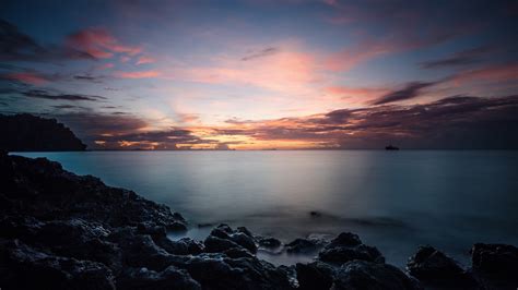 Download Wallpaper Sunset Rocks Clouds View From Thailand 3840x2160