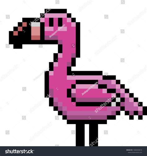 Pixel Art Flamingo Template Cartoon Stock Vector Royalty Free