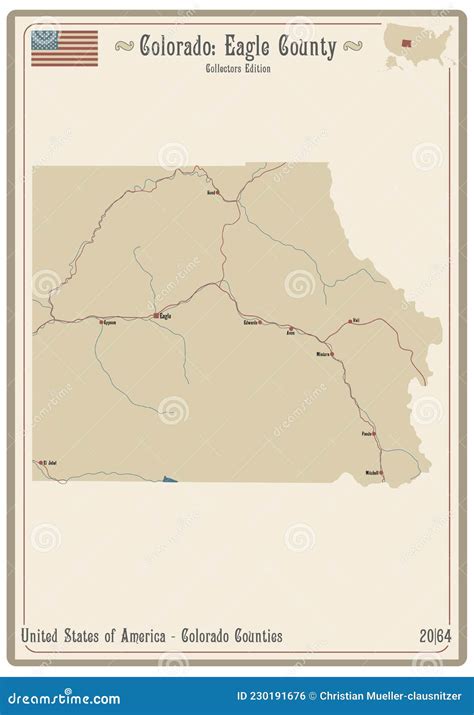Mappa Della Contea Di Aquila A Colorado Illustrazione Di Stock