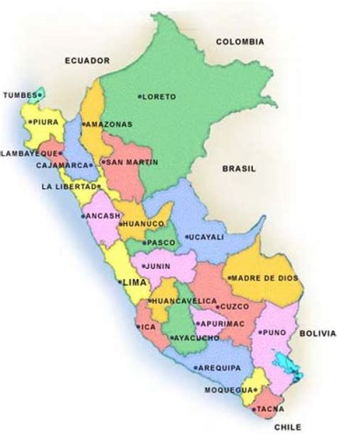 Mapa De Los Departamentos Del Perú Perú Mi País