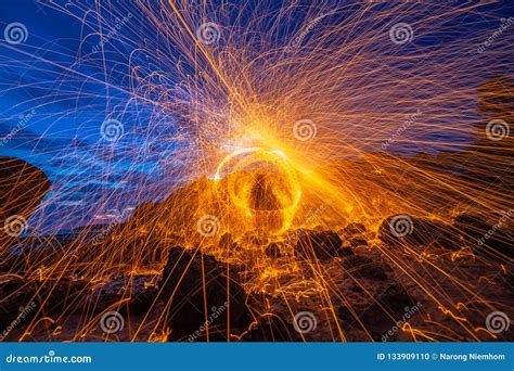 Cool Burning Steel Wool Fire Work Photo Experiments Stock Photo Image