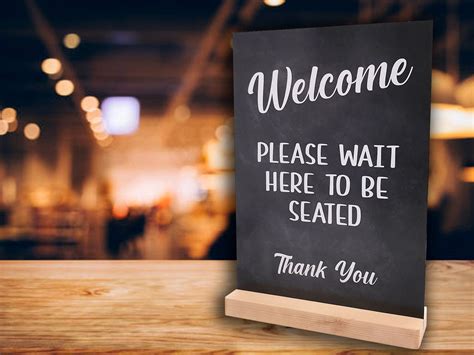 Please Wait Here To Be Seated Sign Available As Freestanding Etsy Uk