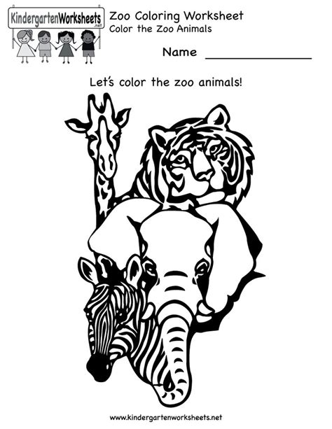 Kindergarten Zoo Coloring Worksheet Printable Color Worksheets
