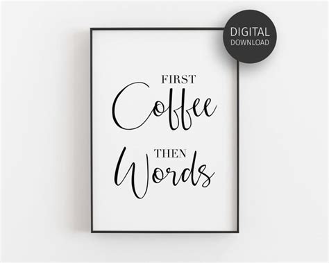 First Coffee Print Coffee Poster Kitchen Decor Downloadable Etsy