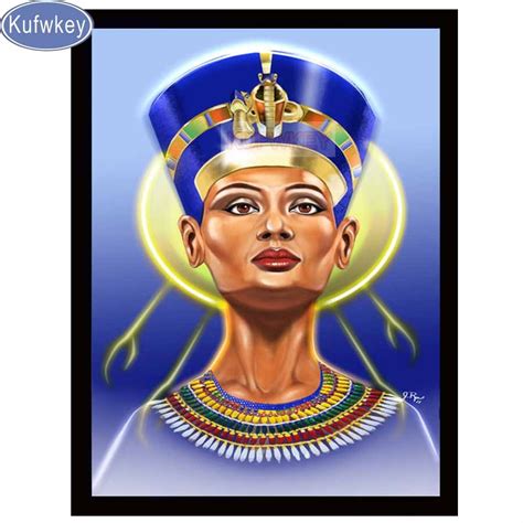 Kufwkey Diamond Painting Nefertiti Square Round Full Embroidery Rhinestone Painting Egypt Queen