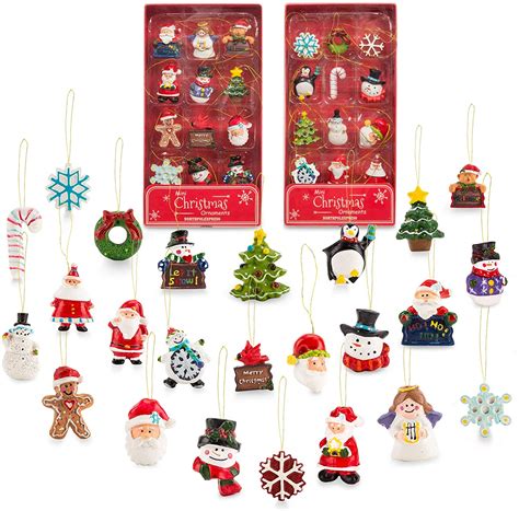 Mini Resin Christmas Ornaments Set Of 24 Rustic