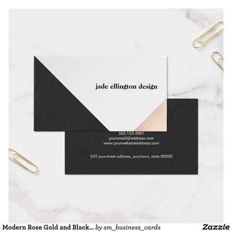Modern Rose Gold And Black Abstract Geometric Business Card Zazzle