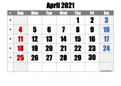 Free April 2021 Calendar 6 Templates