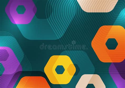 Bright Abstract Background Of Rounded Multicolored Hexagons And Lines