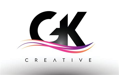 Gk Logo Letter Design Icon Gk Letters With Colorful Creative Swoosh