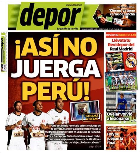 Periódico Depor Perú Periódicos De Perú Edición De Viernes 15 De Octubre De 2010