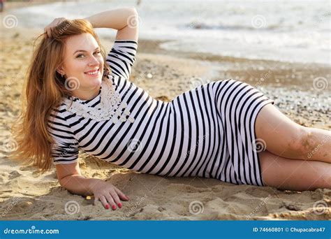 Pregnant Woman Is Sitting On Beach Stock Image Image Of Human Mother