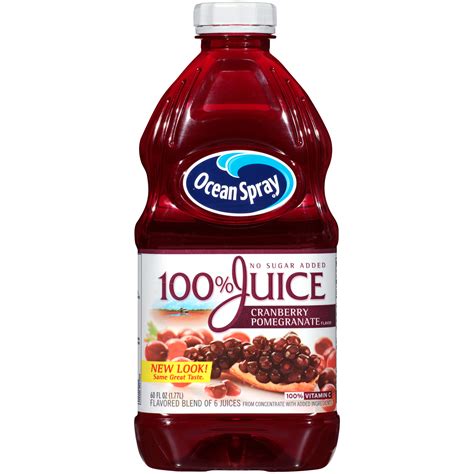 Ocean Spray 100 Juice No Sugar Added Cranberry Pomegranate 60oz Btl