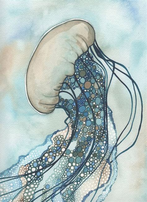 Jellyfish Ii Print Of Sea Nettle Watercolour Artwork In Etsy