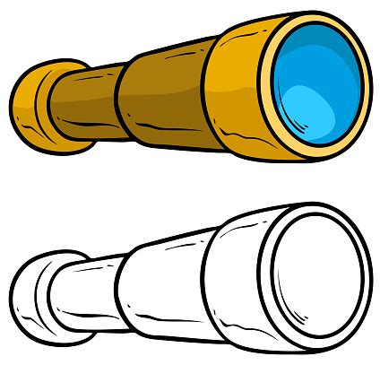 How to draw a cartoon telescope learn how to draw a cool cartoon telescope using basic shapes and a little bit of imagination. Cartoon Spyglass Telescope Vector For Coloring Stock ...