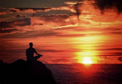 Meditation Meditating Sunset Person Mindfulness Clouds Silhouette