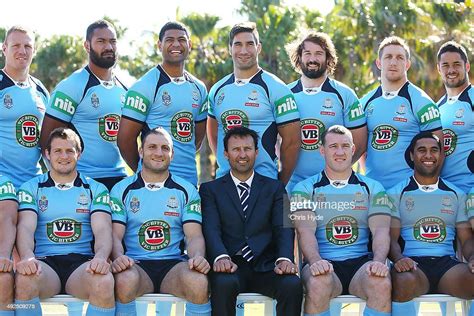 Coach Laurie Daley And Players Pose For The New South Wales Blues