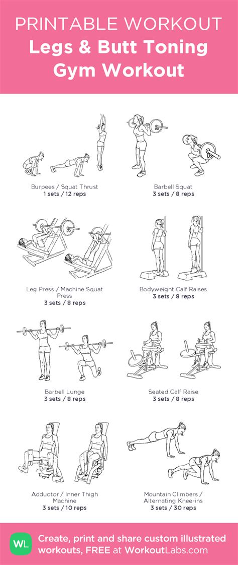 Legs And Butt Toning Gym Workout Fun Workouts Gym Workouts Workout Labs