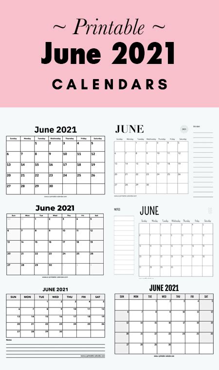 June 2021 Calendars Printable Calendar 2021 Blank June 2021 Calendar